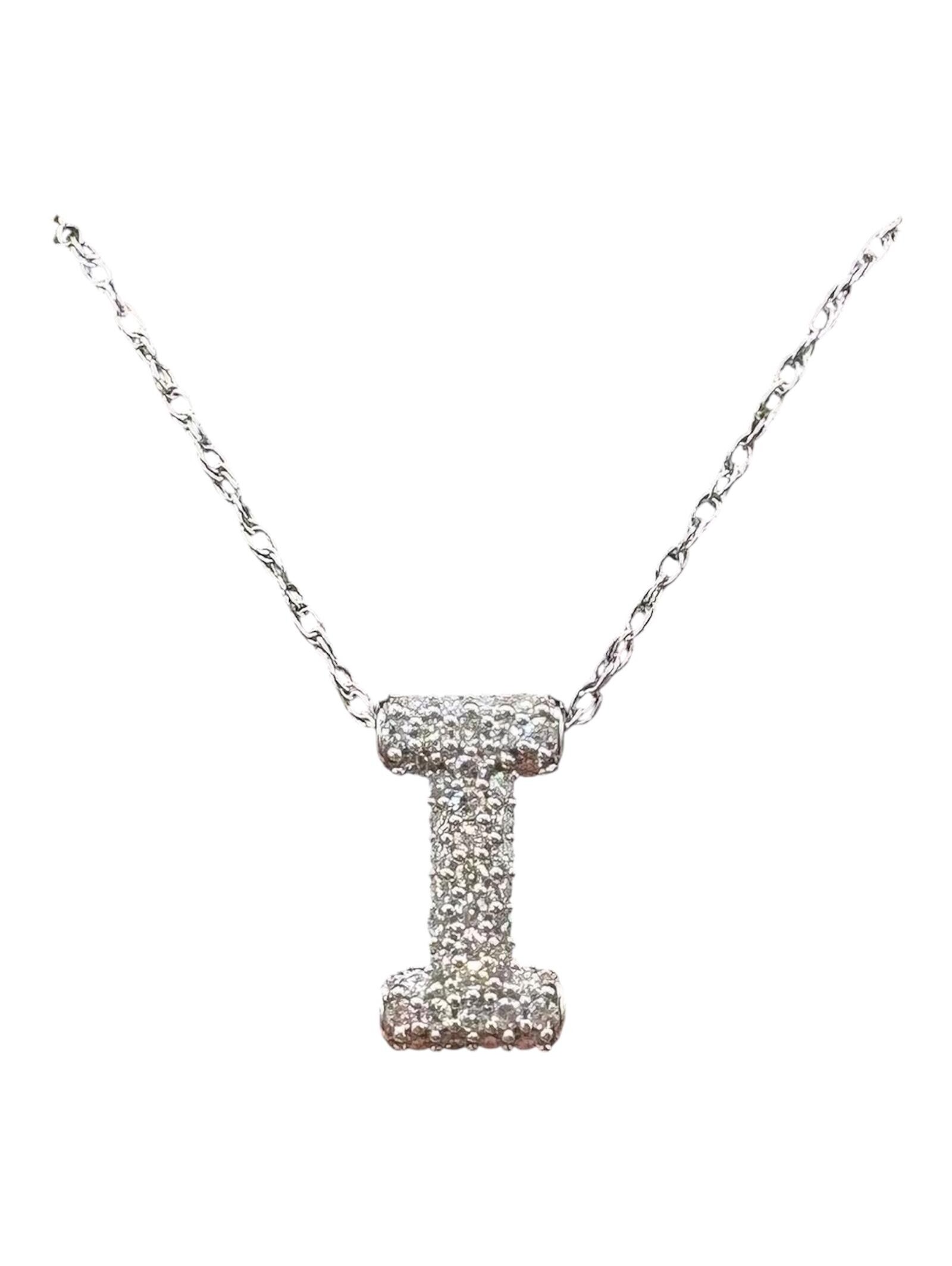 Diamond I Initial Necklace 10kt White Gold 0.15ctw Gh Vs Si New